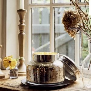 Anthropologie Capri Blue Volcano Candle Mercury Glass Jar 1-Wick Medium 19oz 85h